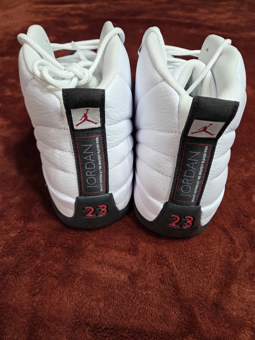 Air Jordan 12 Men's White Black and Red High-Top Basketball Sneakers